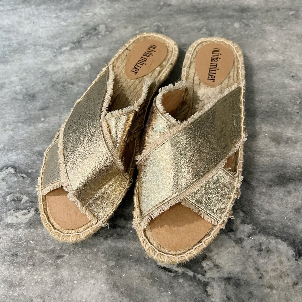 Olivia Miller Joseline Gold Espadrille Flat Sandal - Picture 2 of 4